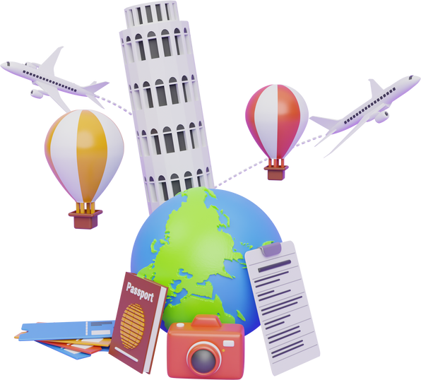 Tourism and travel plan to trip 3D Illustration