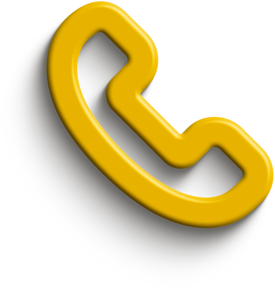 Yellow 3D phone icon with drop shadow